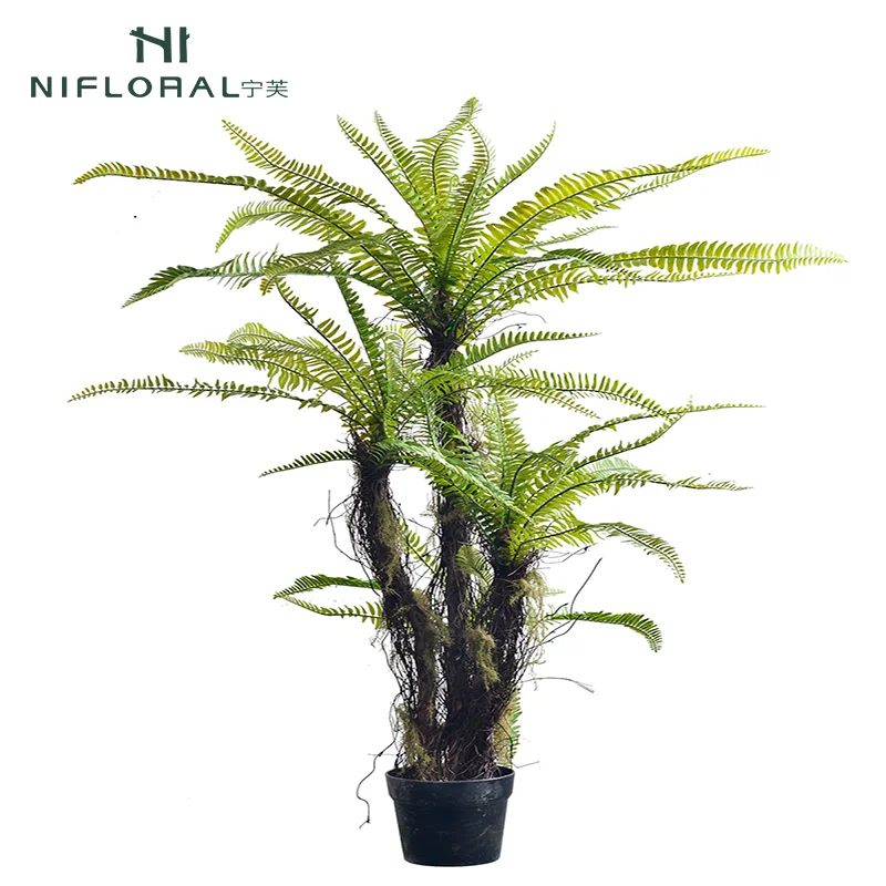 Nifloral Hot Sales Artificial Plants Green Leaf Pot Faux Fern Trees Artificial Potted For Home Garden Decoration