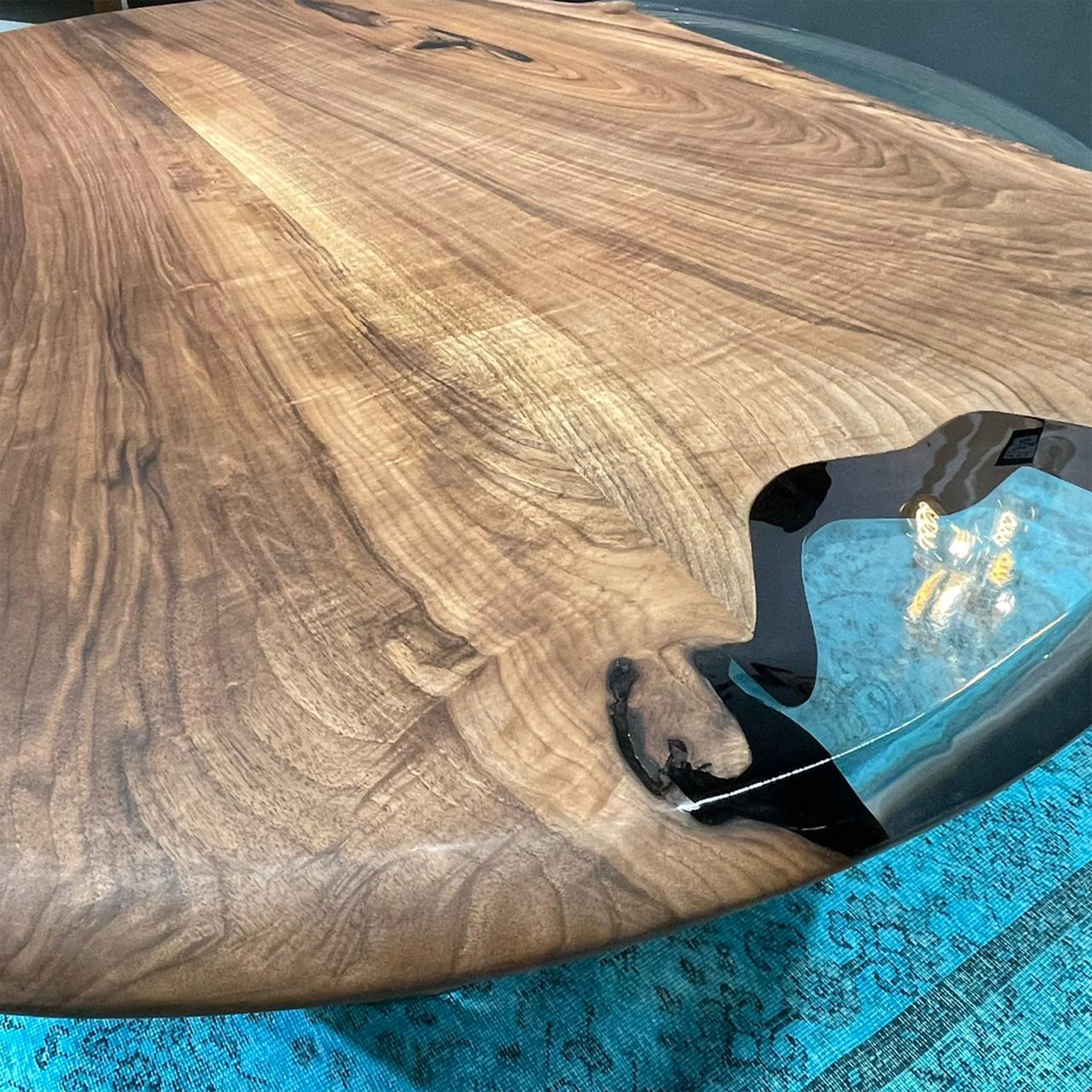 D140Cm Live Edge Resin Dining Table Top Sancround140