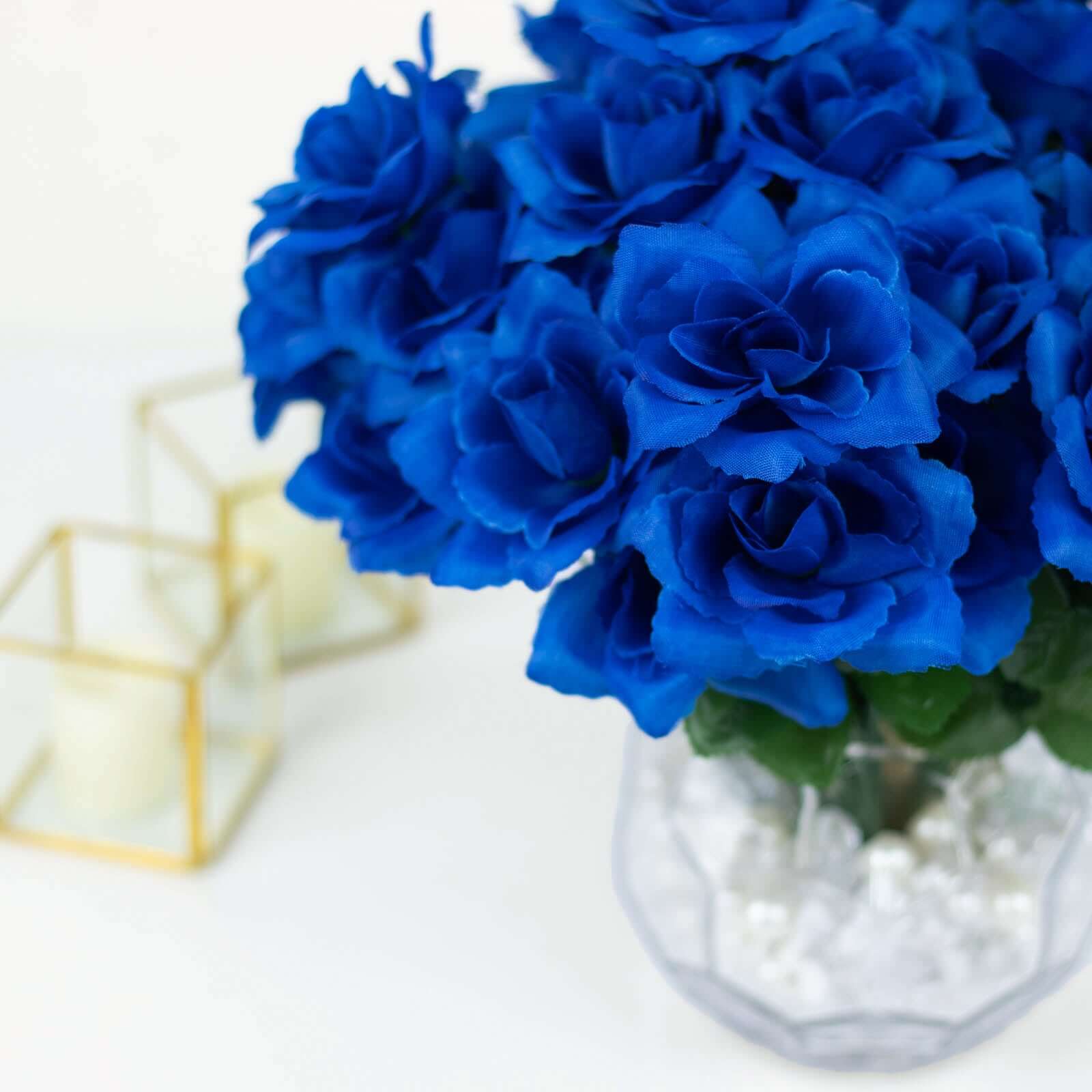 12 Bushes Royal Blue Artificial Premium Silk Blossomed Rose Flowers 84 Roses