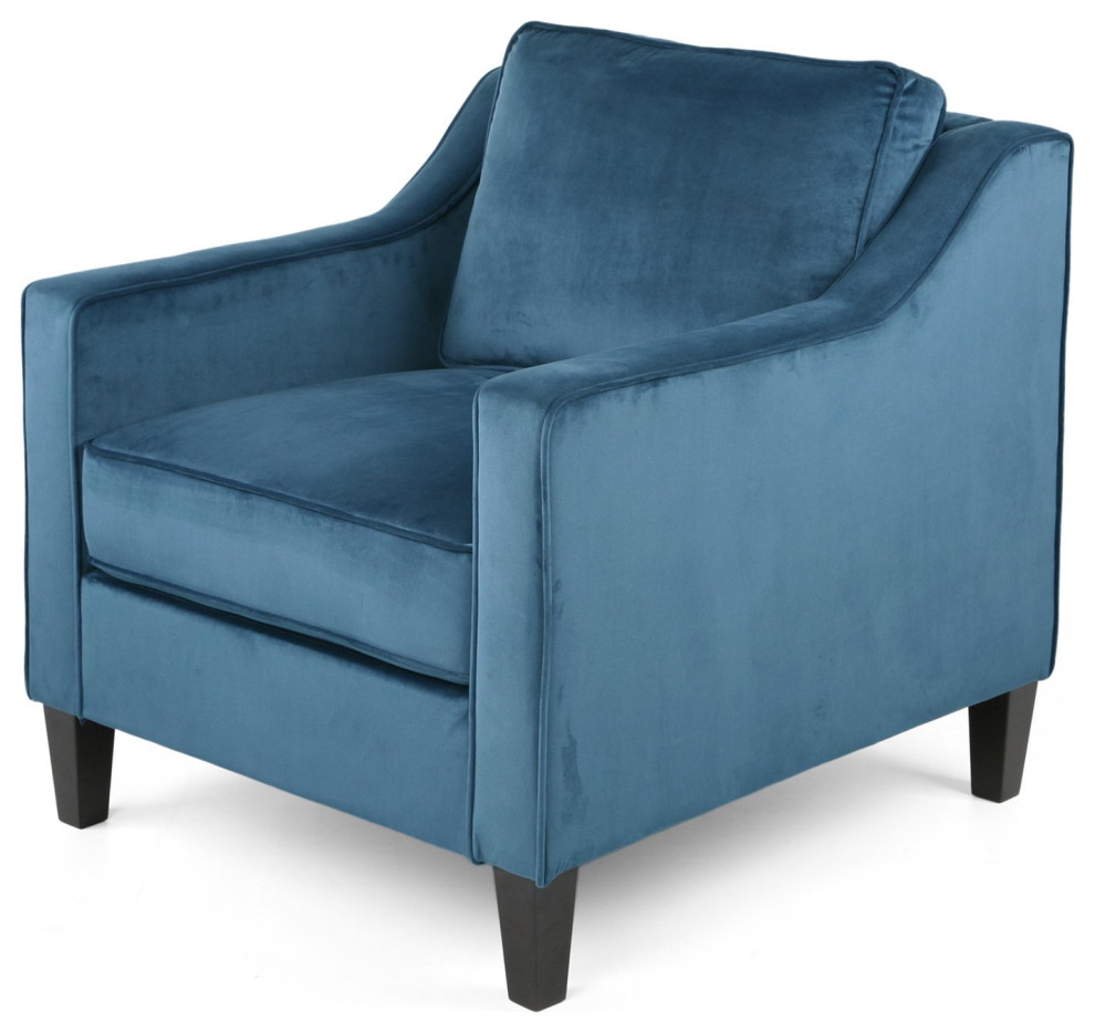 Contemporary Accent Chair  Comfortable Velvet Seat With Piping Details   Contemporary   Armchairs And Accent Chairs   by Declusia  Houzz