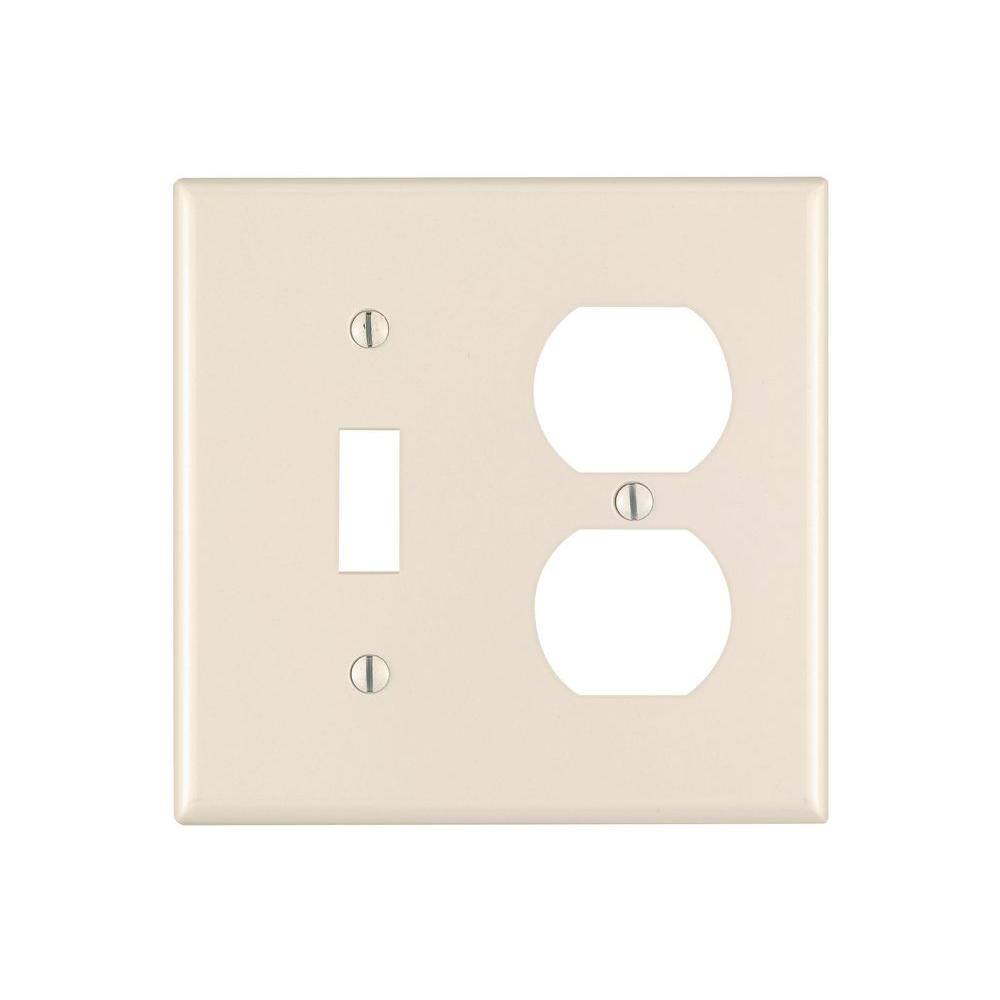 Leviton 2-Gang 1-Toggle 1 Duplex Combination Wall Plate Light Almond R53-78005-00T