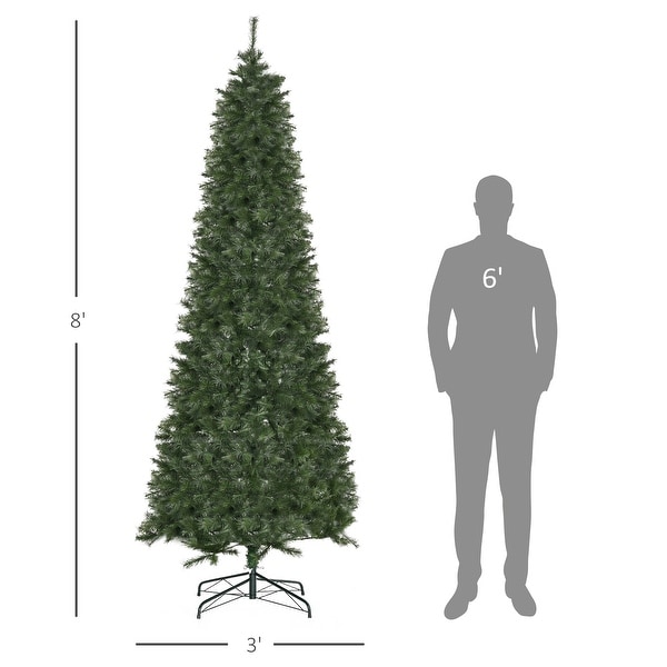 HOMCOM 8 ft. Slim Christmas Tree with Stand