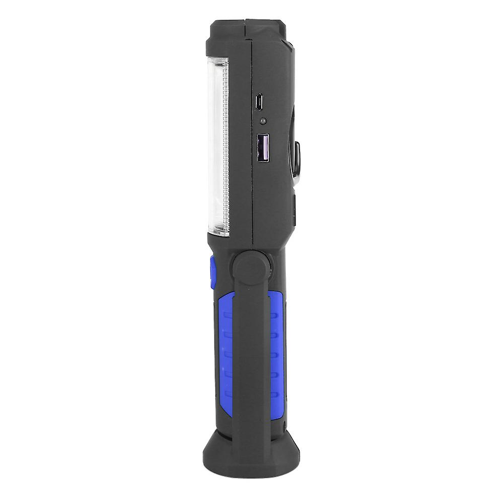 3w Rechargeable Cob Led Flashlight Camping Emergency Work Light With Magnetic Stand Blue