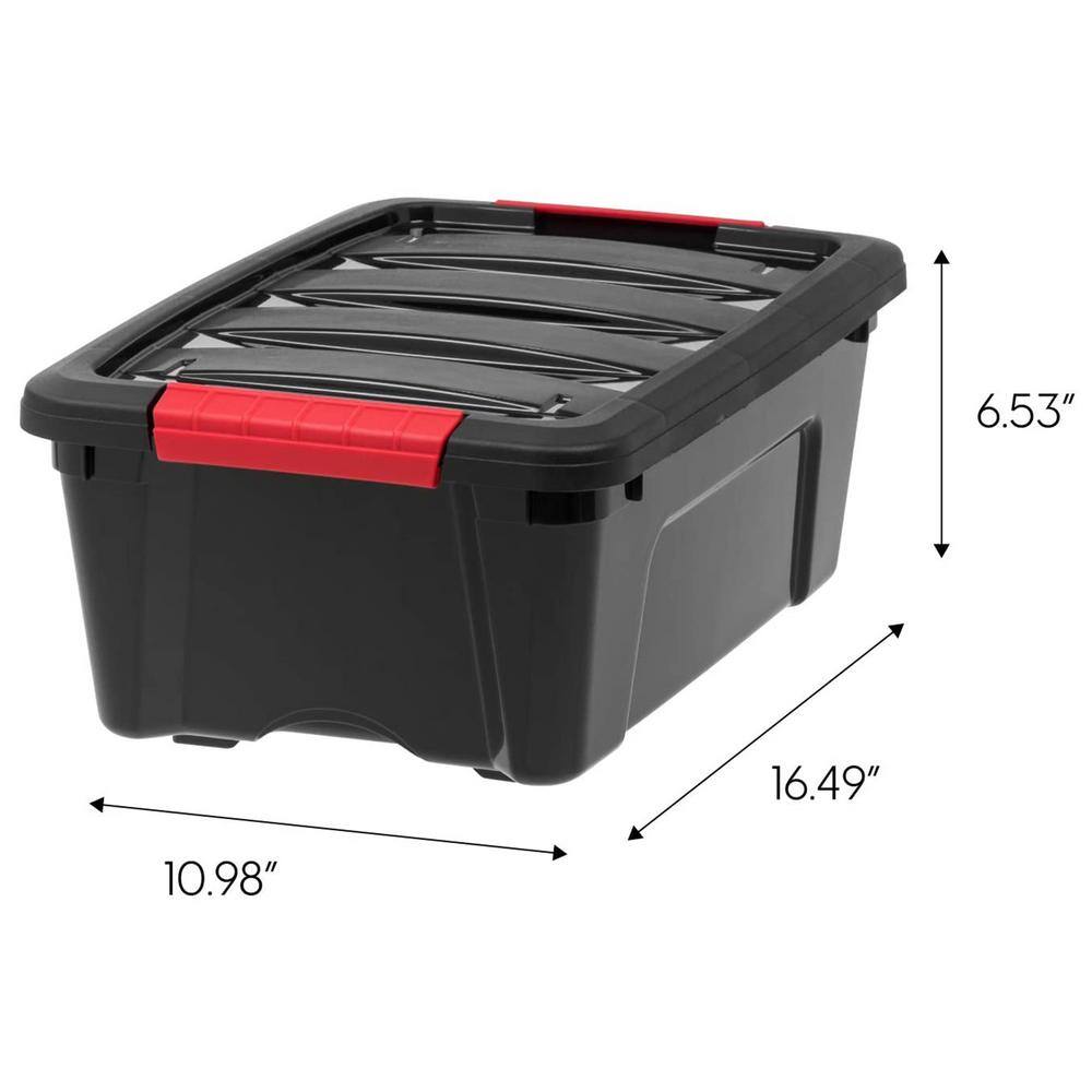 12 qt. Plastic Storage Bin with Lid in Black (6-Pack) bin-180