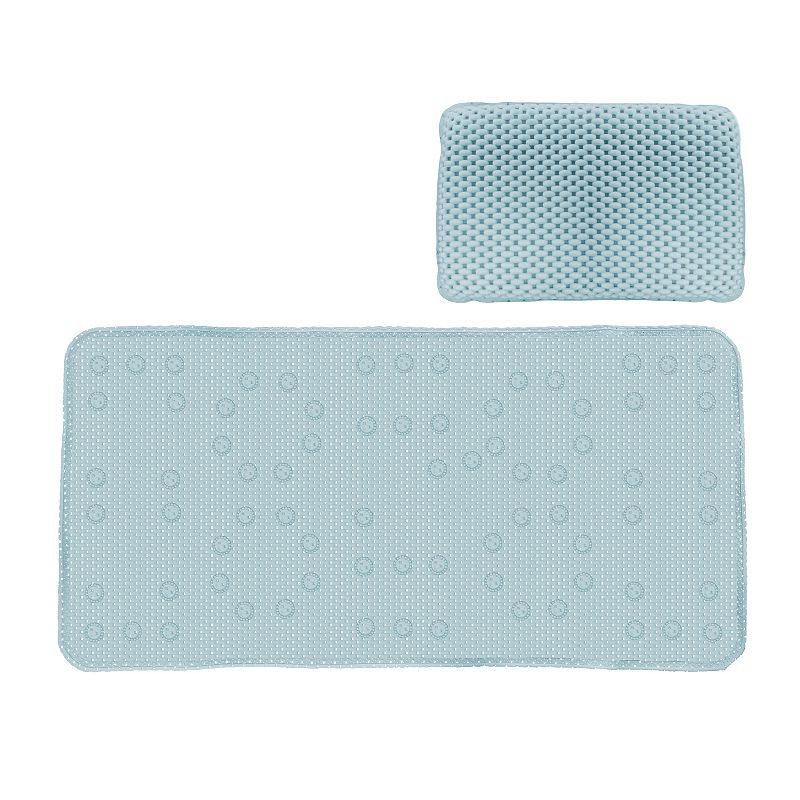 Popular Bath 2-piece Waffle Tub Mat and Spa Pillow Set