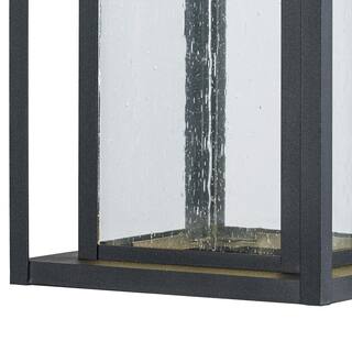 Home Decorators Collection Mauvo Canyon Black Dusk to Dawn Large LED Outdoor Wall Light Fixture with Seeded Glass L-06005-DEL