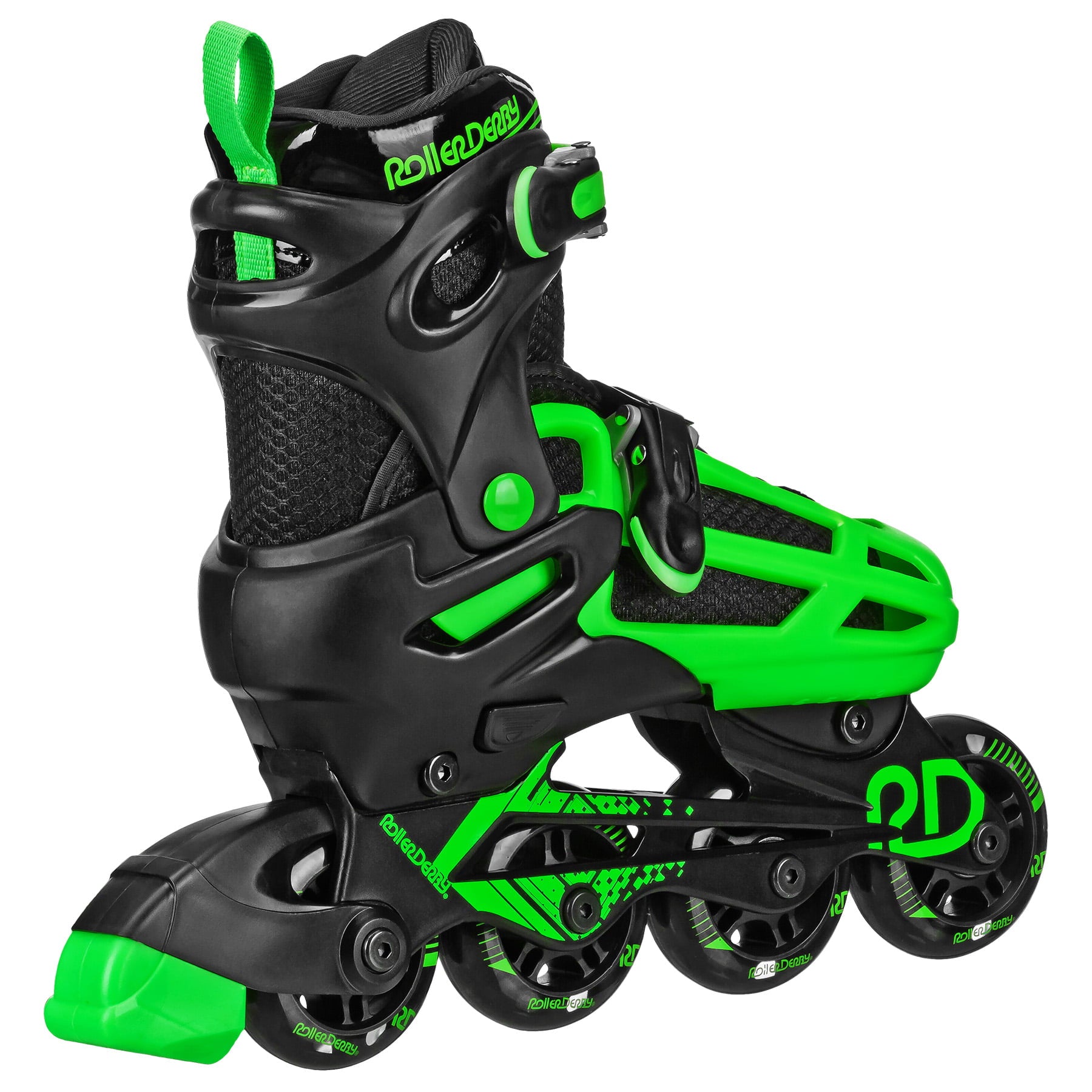 Roller Derby 2n1 Adjustable Boys Skates Medium (3-6) Black/Green