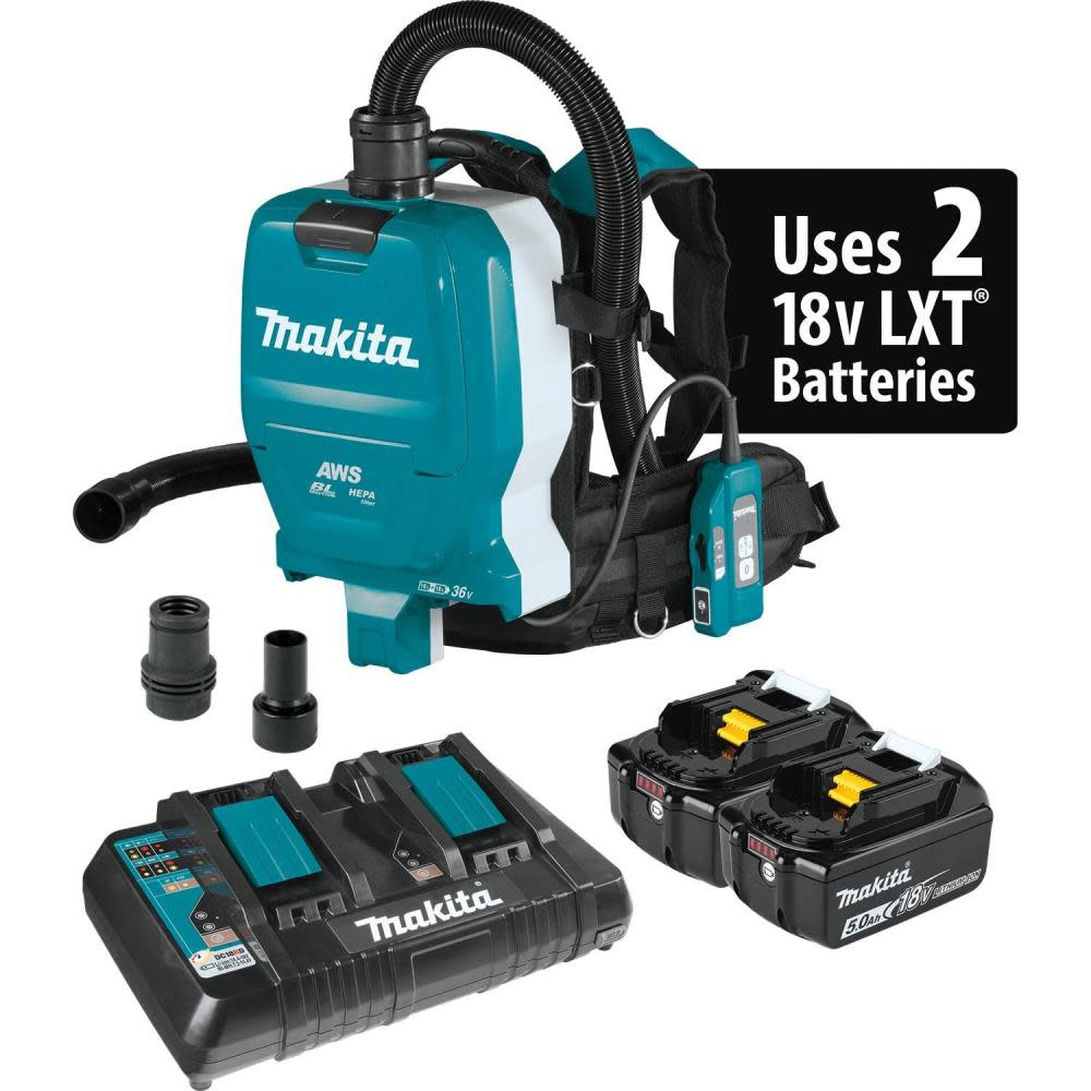 Makita 18V X2 LXT 36V 1/2 Gallon HEPA Backpack Dry Dust Extractor Kit XCV10PTX from Makita