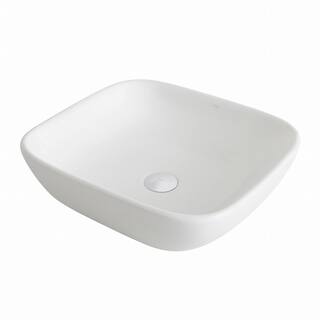 KRAUS Elavo Soft Square Ceramic Vessel Bathroom Sink in White KCV-127