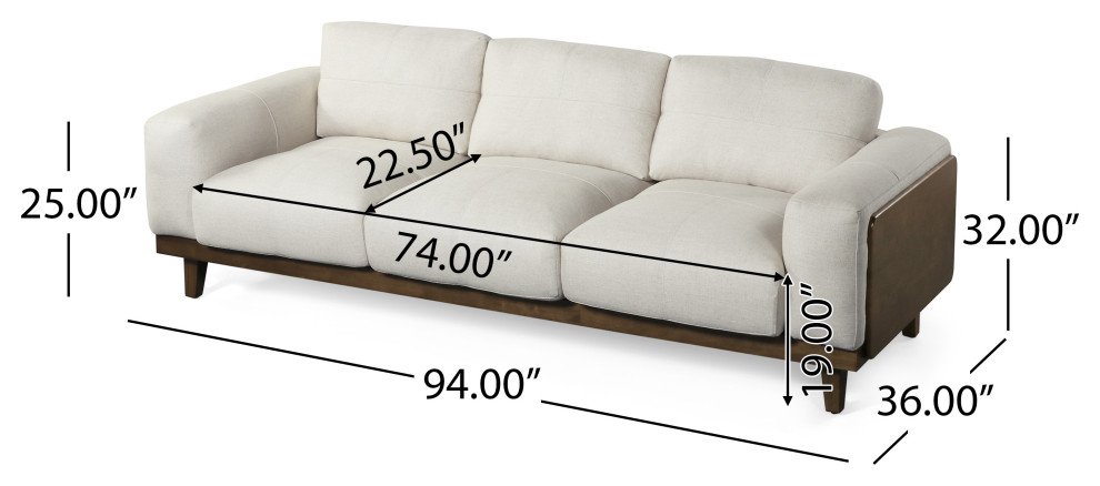 Connor Contemporary Oversized 3 Seater Sofa   Midcentury   Sofas   by GDFStudio  Houzz