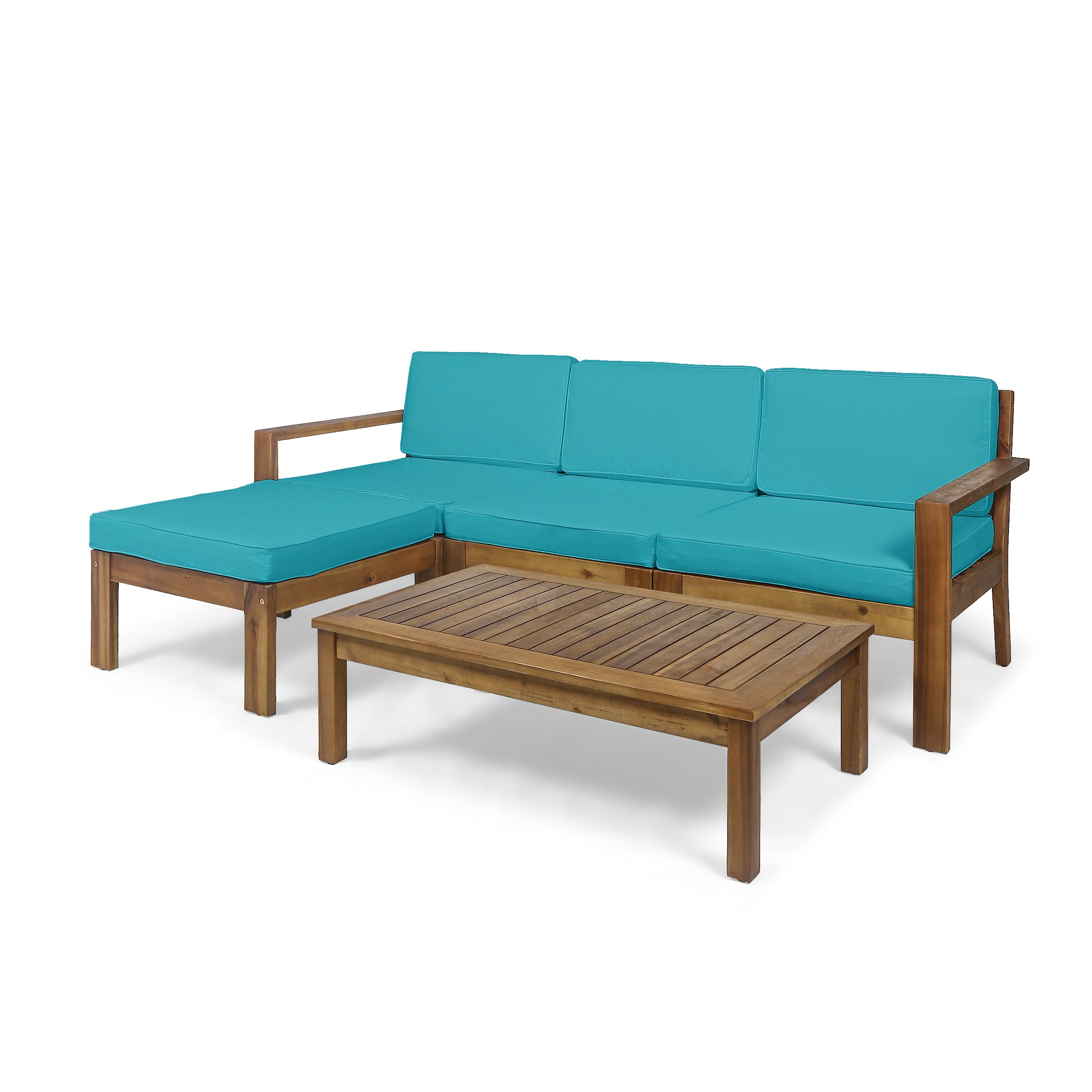 Makayla Ana Outdoor 3 Seater Acacia Wood Sofa Sectional with Cushions