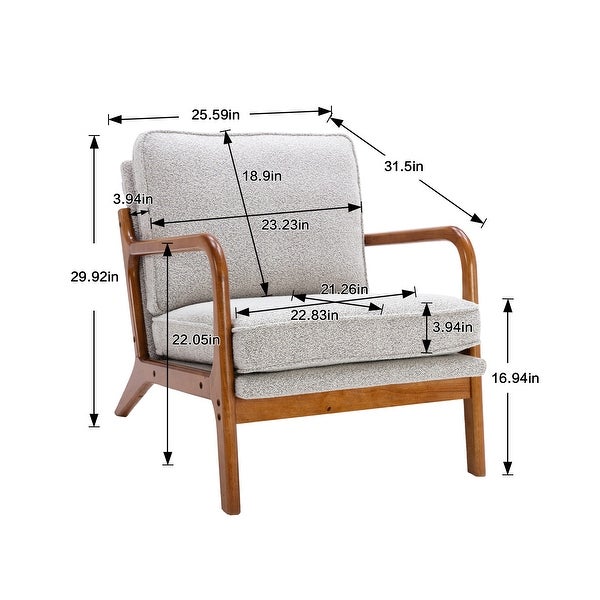 Wood Frame Armchair， Modern Upholstered Accent Chair Lounge Chair for Living Room