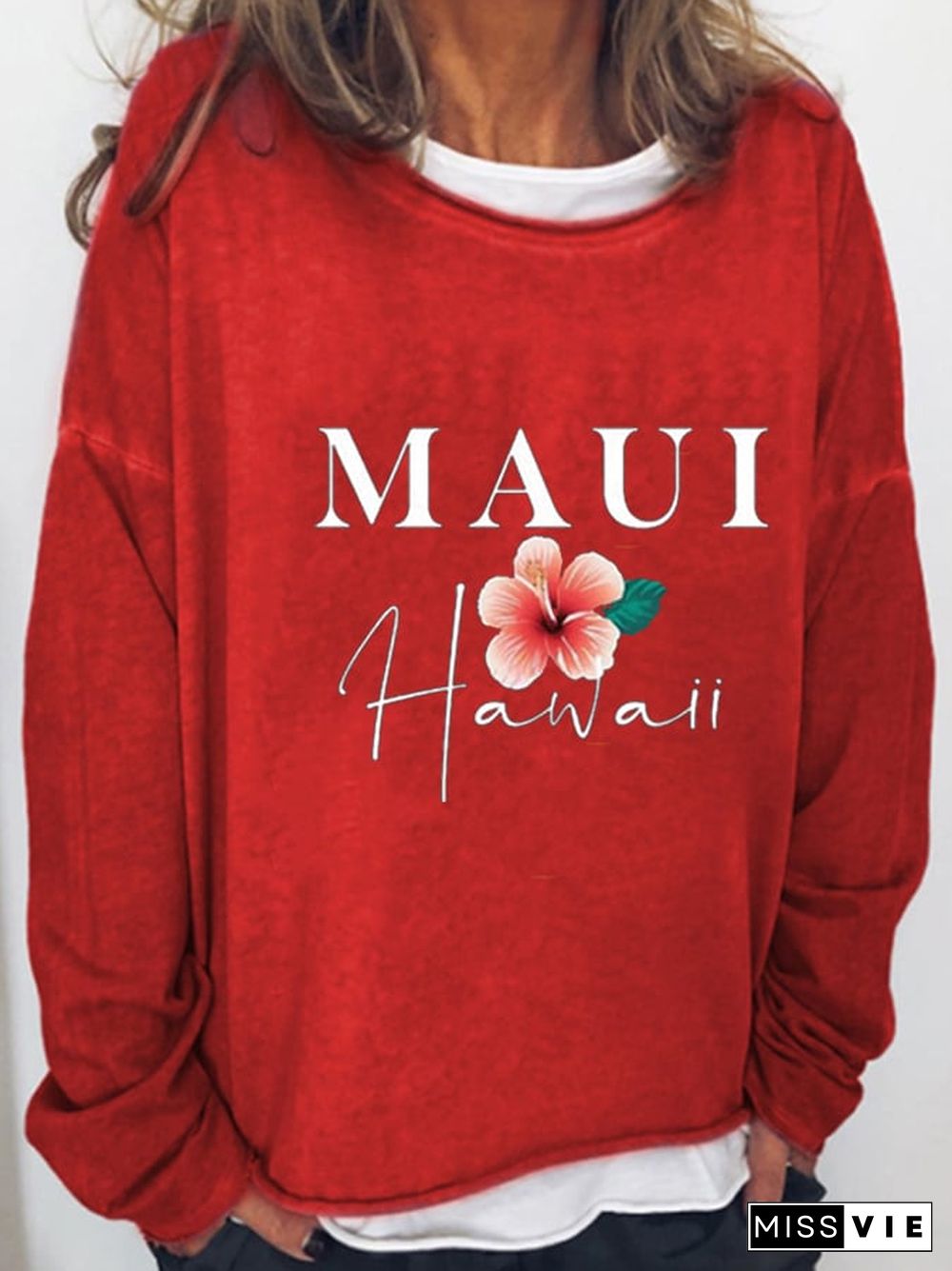 Maui Strong Print Casual Sweatshirt