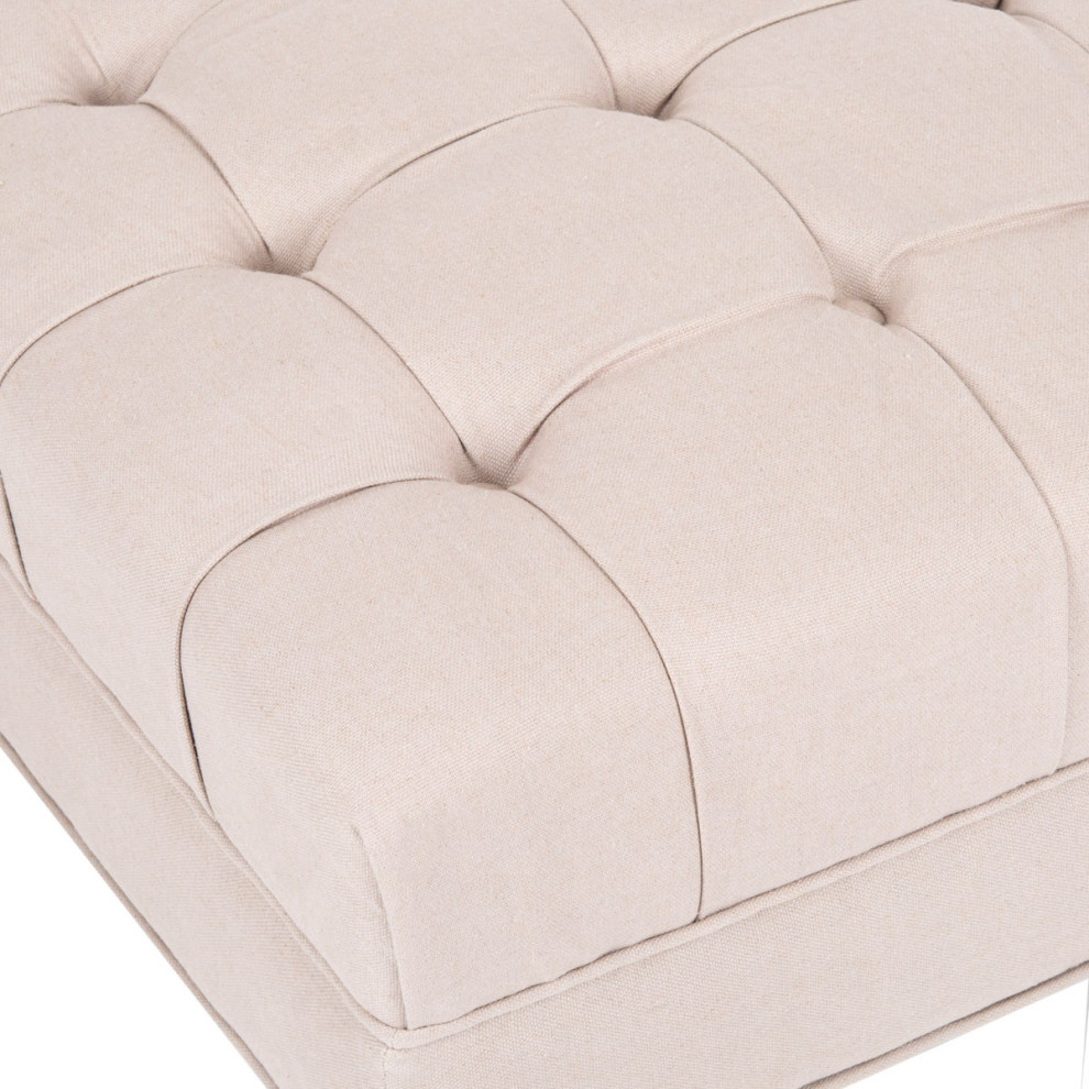 Alyssa Cocktail Tufted Ottoman Taupe   Traditional   Footstools And Ottomans   by Peachtree Fine Furniture  Houzz