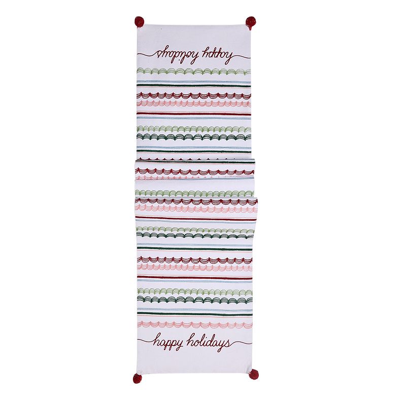 St. Nicholas Square? Happy Holidays Pom Pom Table Runner