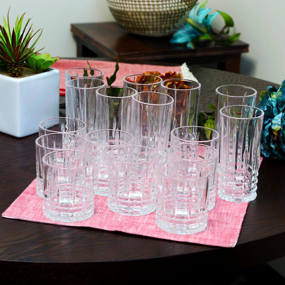 GIBSON HOME Jewelite 16-Piece Tumbler and Double Old Fashioned Glass Set 985100651M