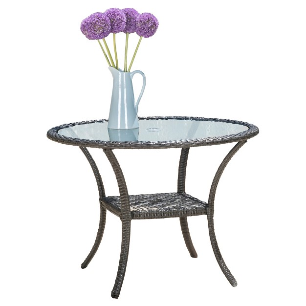 San Pico Round Wicker And Glass Table Gray Christopher Knight Home