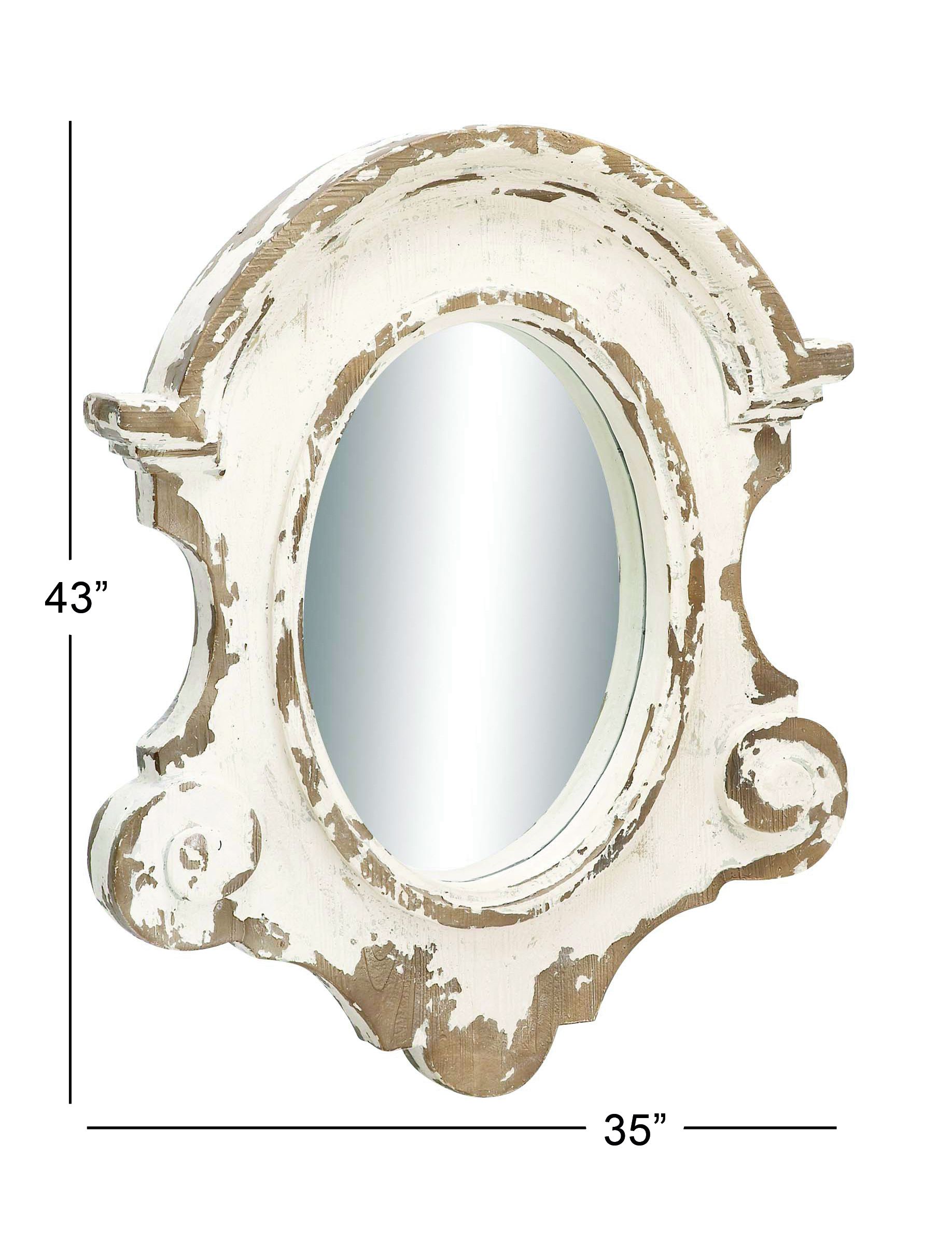 White Vintage Fiberglass Wall Mirror 43 x 35