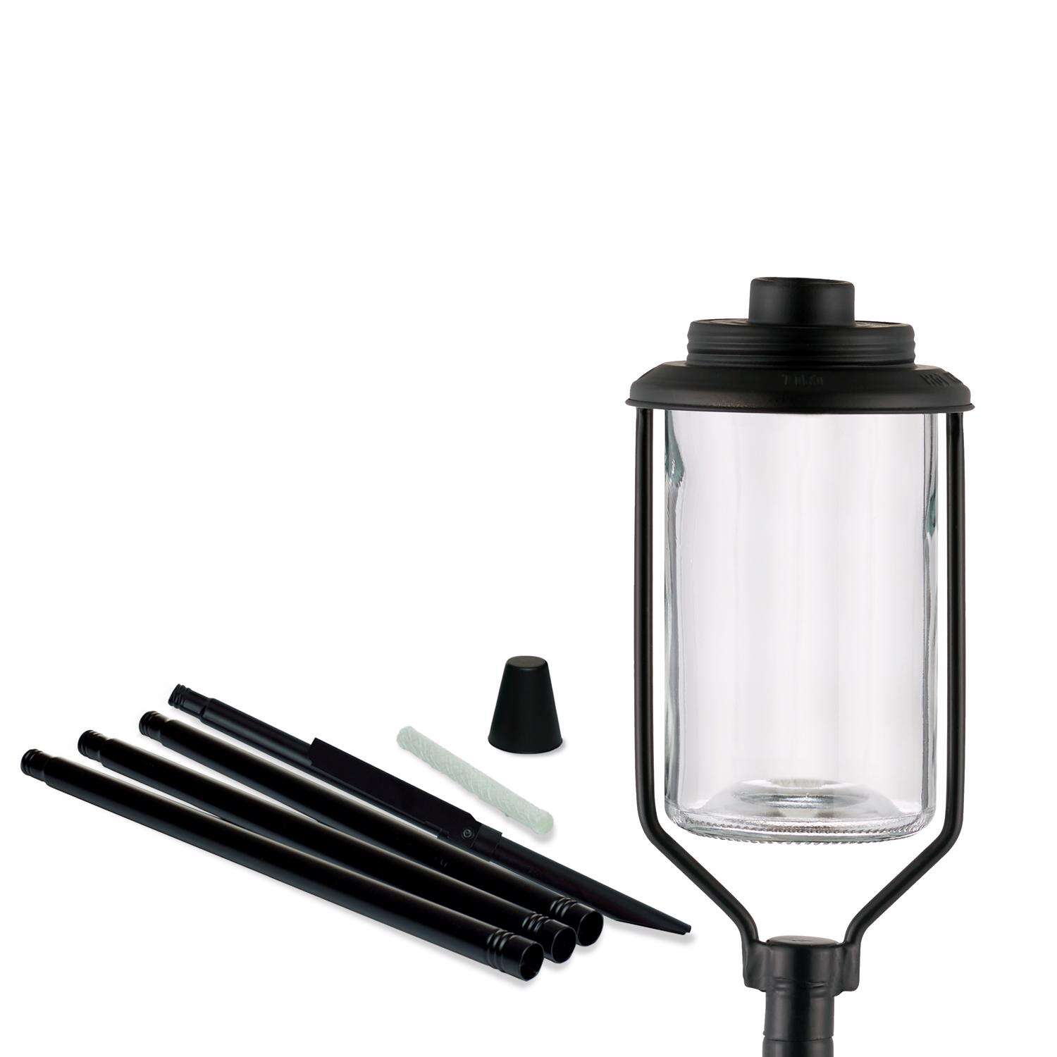 TIKI Convertible Black/Clear Glass/Metal 65 in. Tiki Outdoor Torch 1 pc