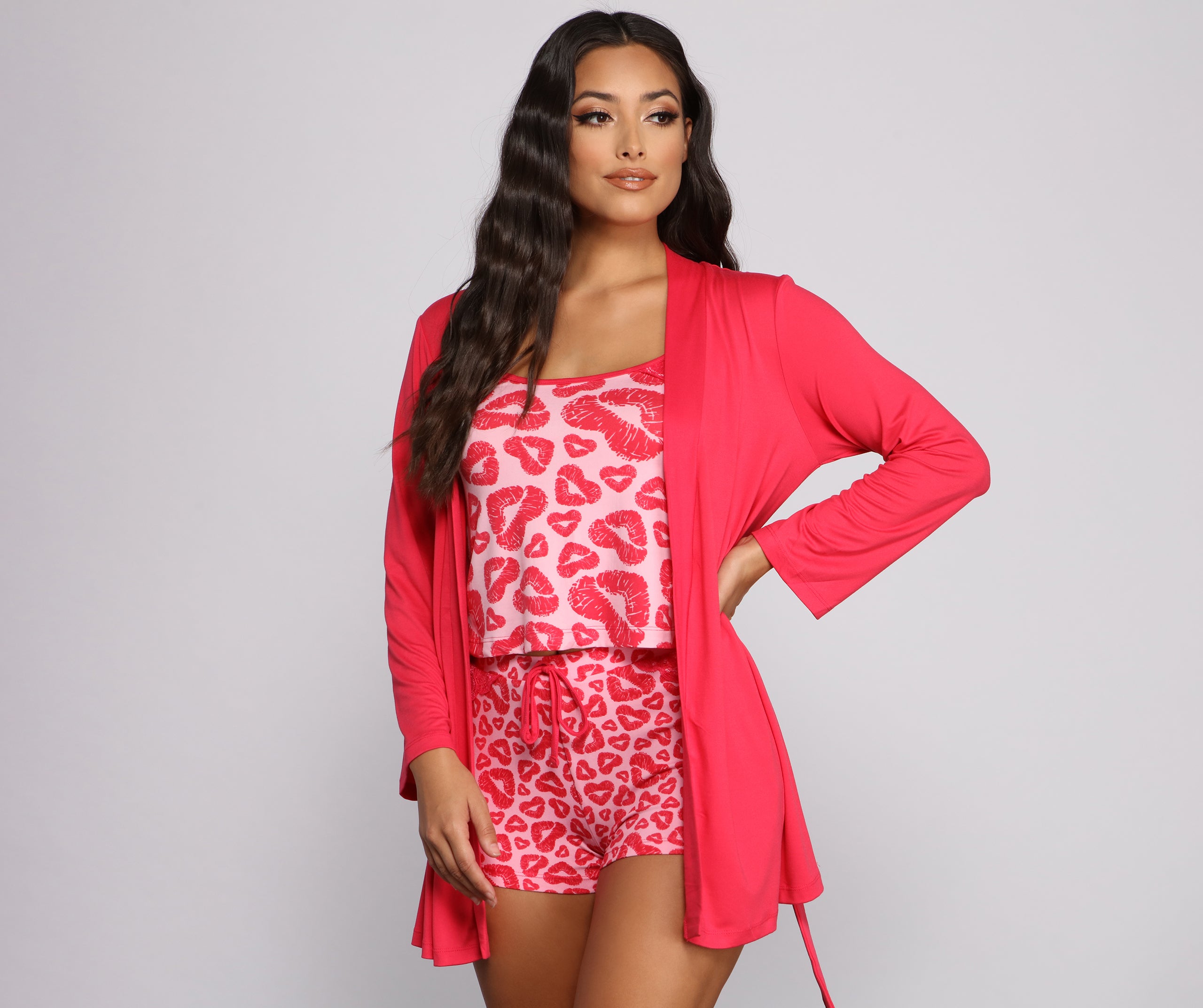 Hello Gorgeous Robe and Pajama Tank With Shorts Set