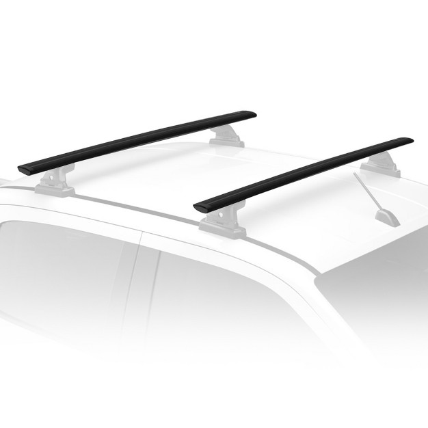 Yakima 50 Inch Aluminum T Slot Jetstream Bar Aerodynamic Crossbars For Roof Rack Systems Compatible With Any Streamline Tower Black Set Of 2