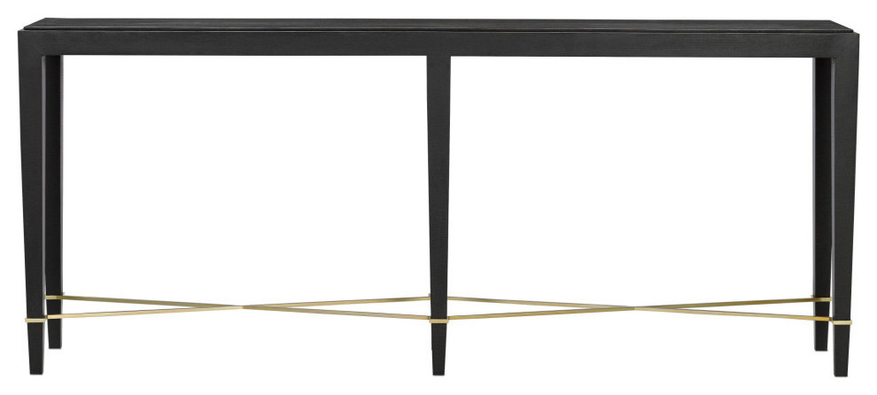 Currey and Company 3000 0097 Console Table  Black Lacquered Linen/Champagne   Contemporary   Accent Chests And Cabinets   by Currey  ampCompany  Inc.  Houzz