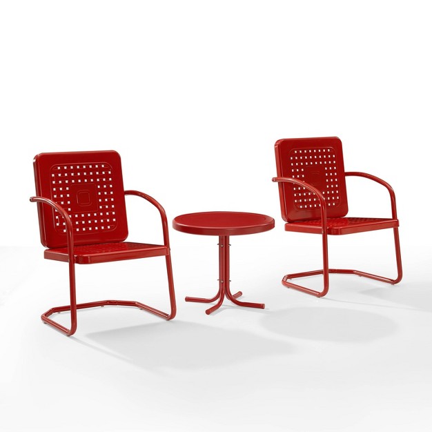 Bates 3pc Outdoor Chair Set Red Crosley