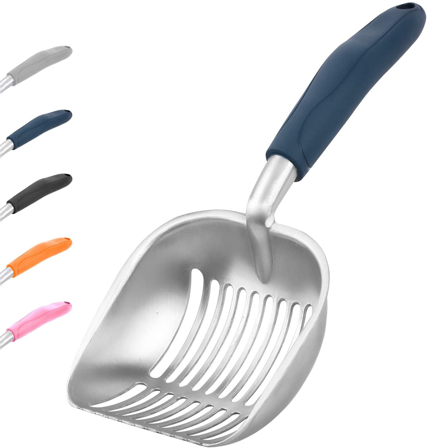 Cat Litter Scoop， Metal， Rubber Handle， Blue