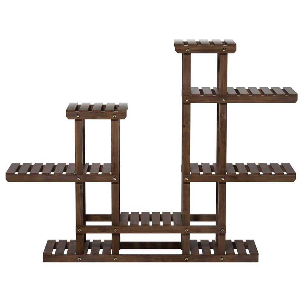 Yaheetech 38 in. Indoor/Outdoor Tiered Wood Plant Stand Plant Flower Display (6 Tier) DYw6uv0001