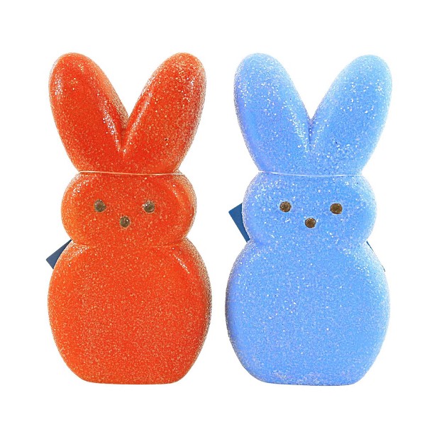 Easter Peeps Bunny Set Two Peep Figurine 6 0 Inches Marshmallow Polyresin Multicolored