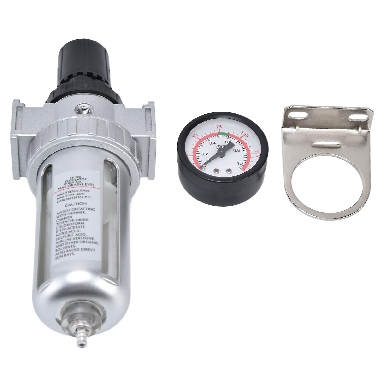 Compressed Air Filter Regulator Combo Pressure Gauge Kit Water Separator For Compressorsfr200