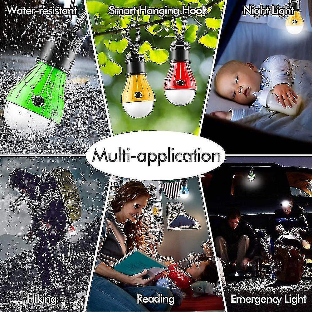 4pcs Led Camping Lamp Emergency Lights Portable Tent Lantern Waterproof Hanging Lights