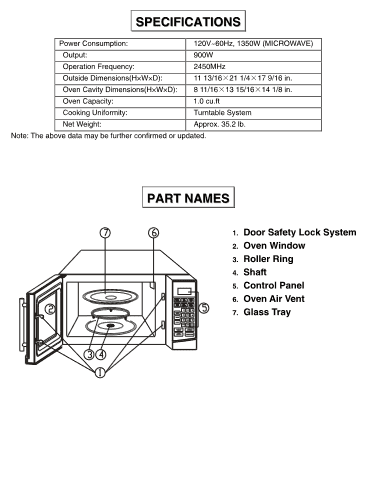 1.0 Cubic Feet S.S. Microwave Oven