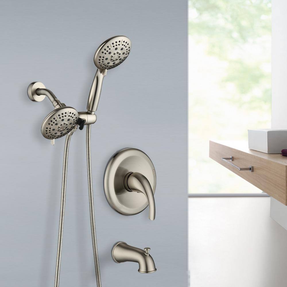 FORCLOVER Single-Handle 3-Spray Patterns Round 5 in. Detachable Shower Head Shower Faucet in Brushed Nickel MONMKE15BN