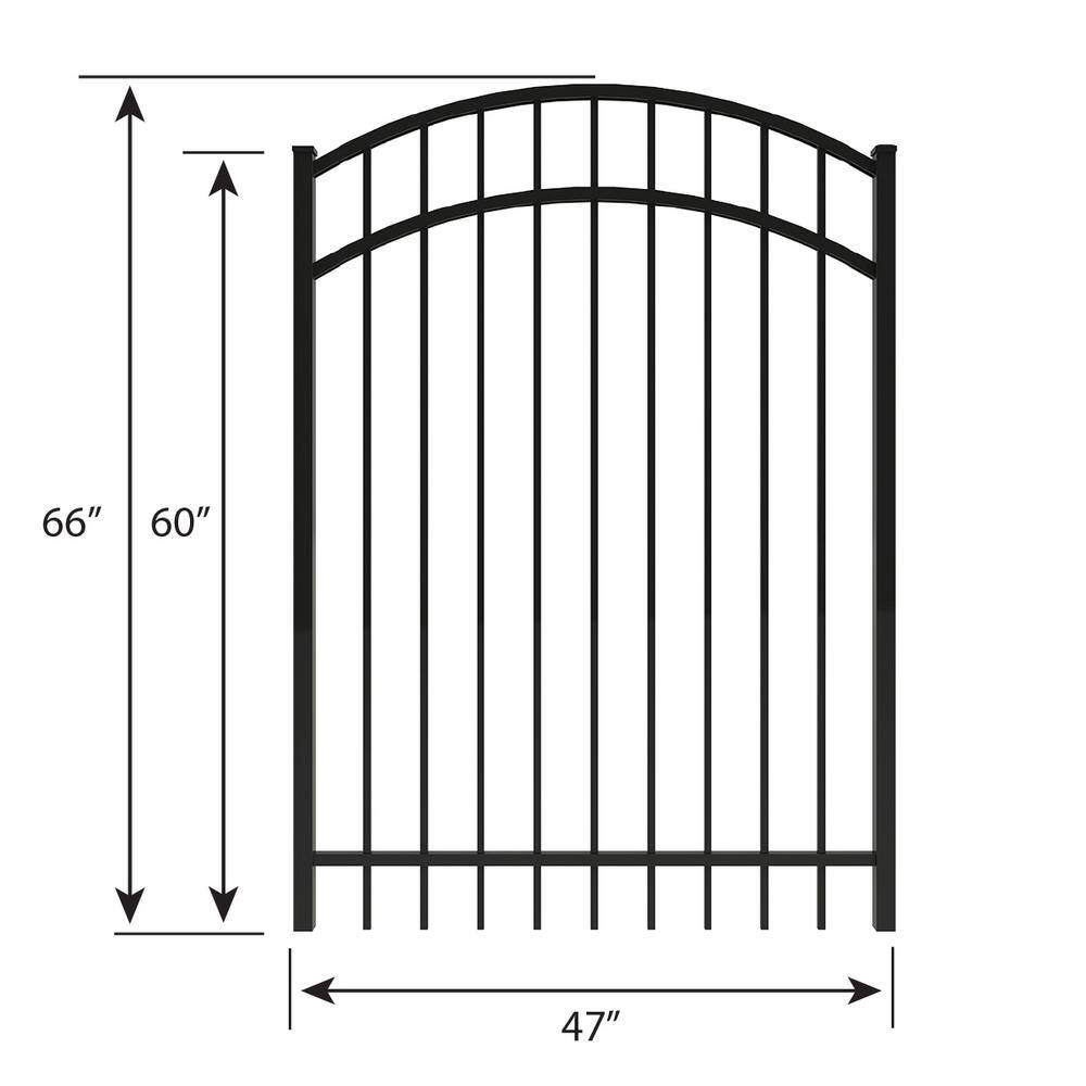 FORGERIGHT Vinings 4 ft. W x 5 ft. H Black Aluminum Arched Pre-Assembled Fence Gate 861869