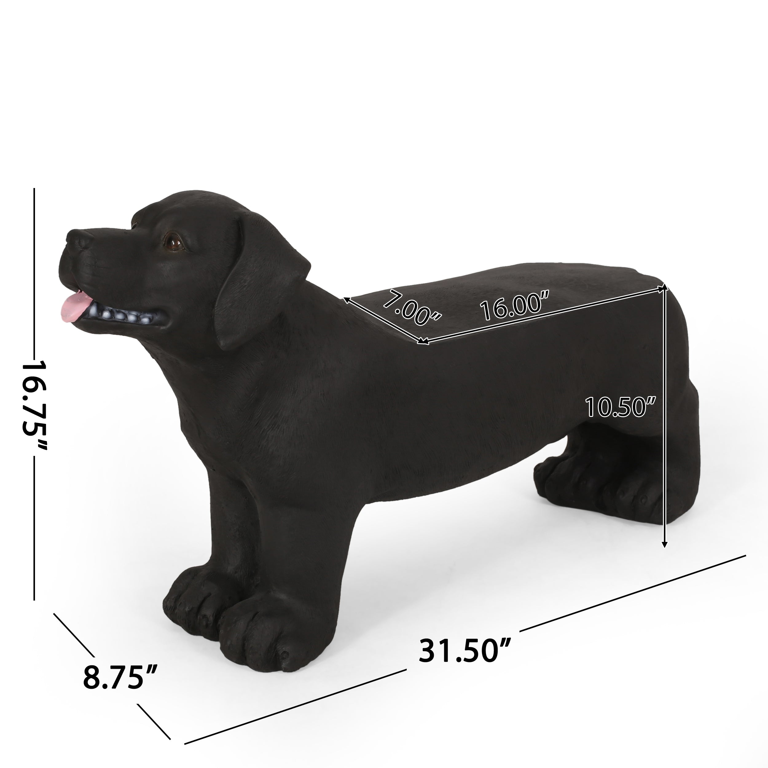 Cullimore Outdoor Labrador Dog Garden Bench, Matte Black