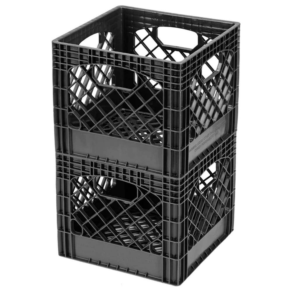 Juggernaut Storage 18 qt. Storage Stackable Storage Crate with Handles in Black (2-Pack) RMK18QT-2PKBLK