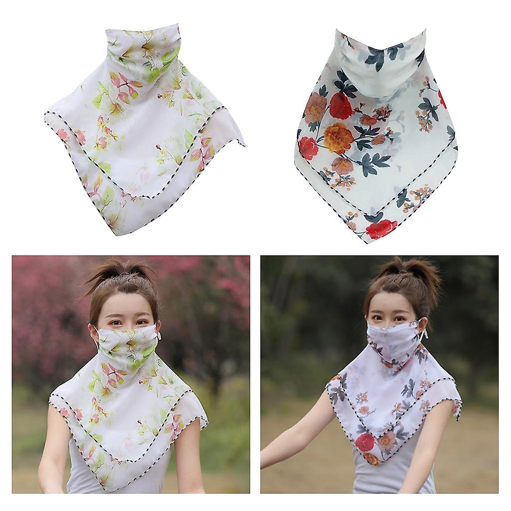 2 Pieces Women Half Face Mask Scarf Mouth Cover Dust-proof Scarf Neck Masks