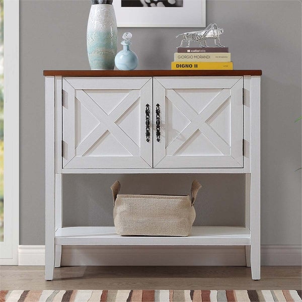 35'' Farmhouse Wood Buffet Sideboard Console Table with Bottom Shelf