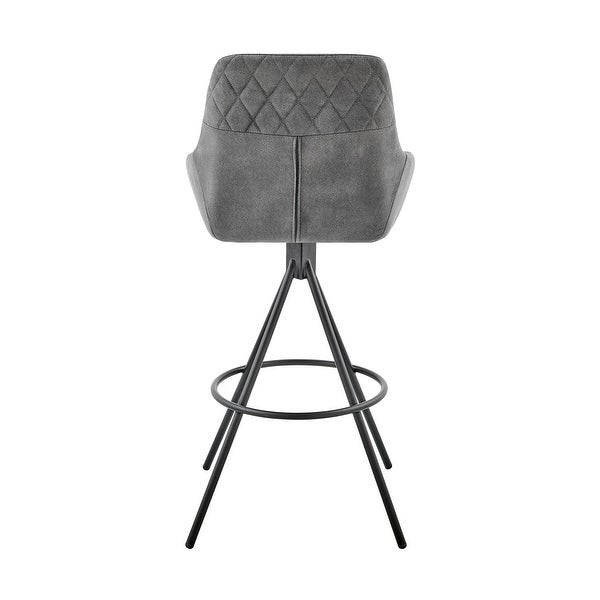 Odessa Counter or Bar Height Stool in Charcoal Fabric and Black Finish