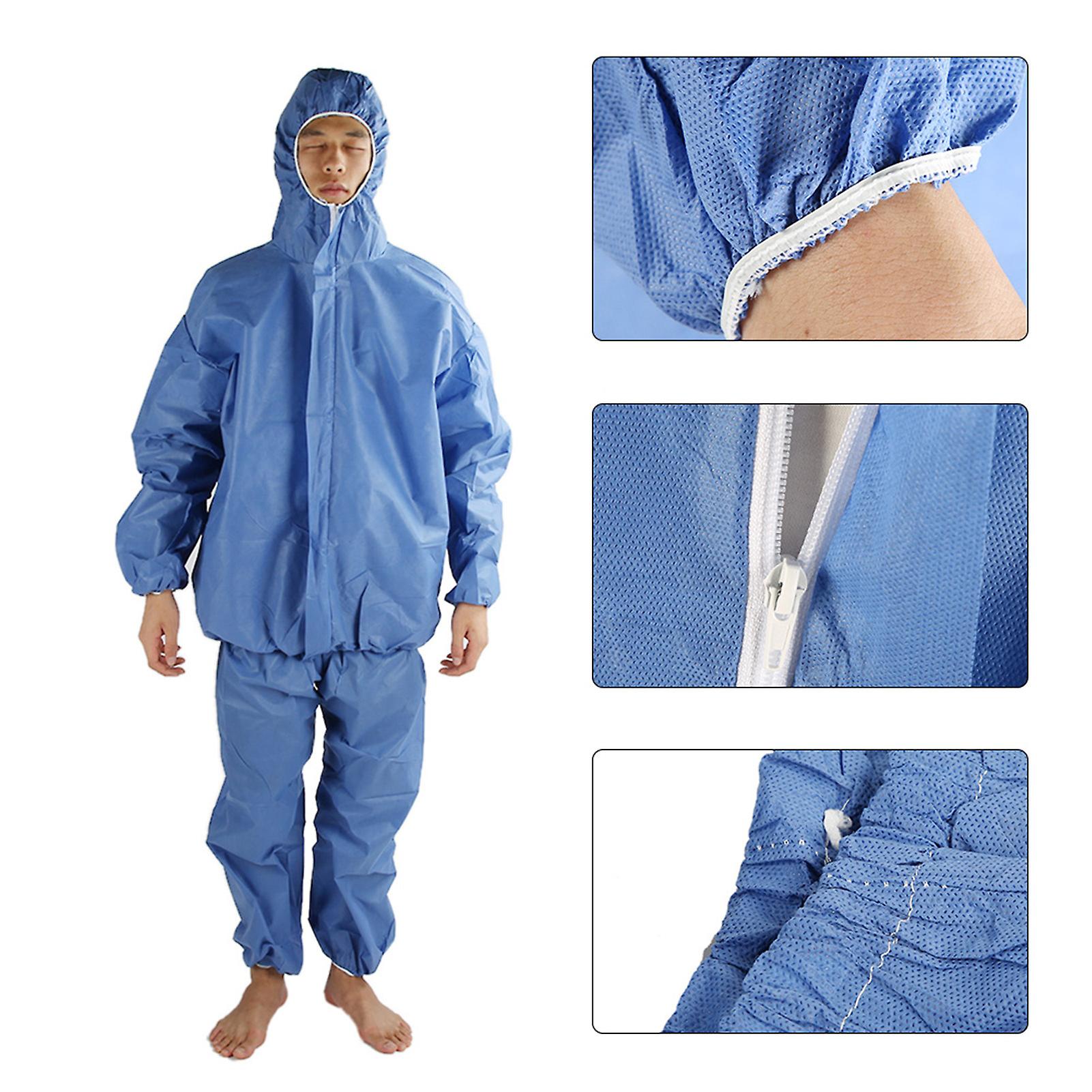 Coverall Conjoined Protective Chemical Suit Safety Clothing Dust Proof Blue Smsxxl