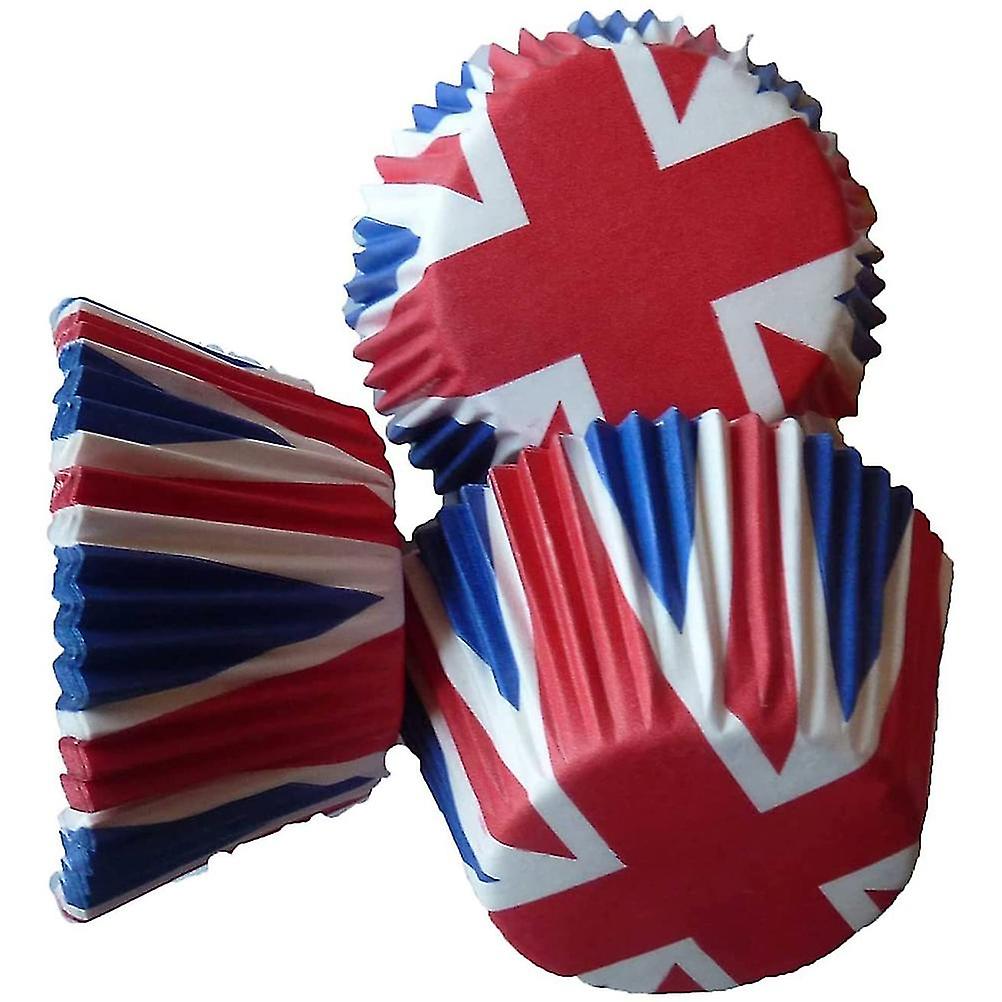 200Pcs Union Jack Mini Paper Baking Cups Cupcake Liners Cupcake Wrappers for Queen Platinum Jubilee Party Supplies Decorations