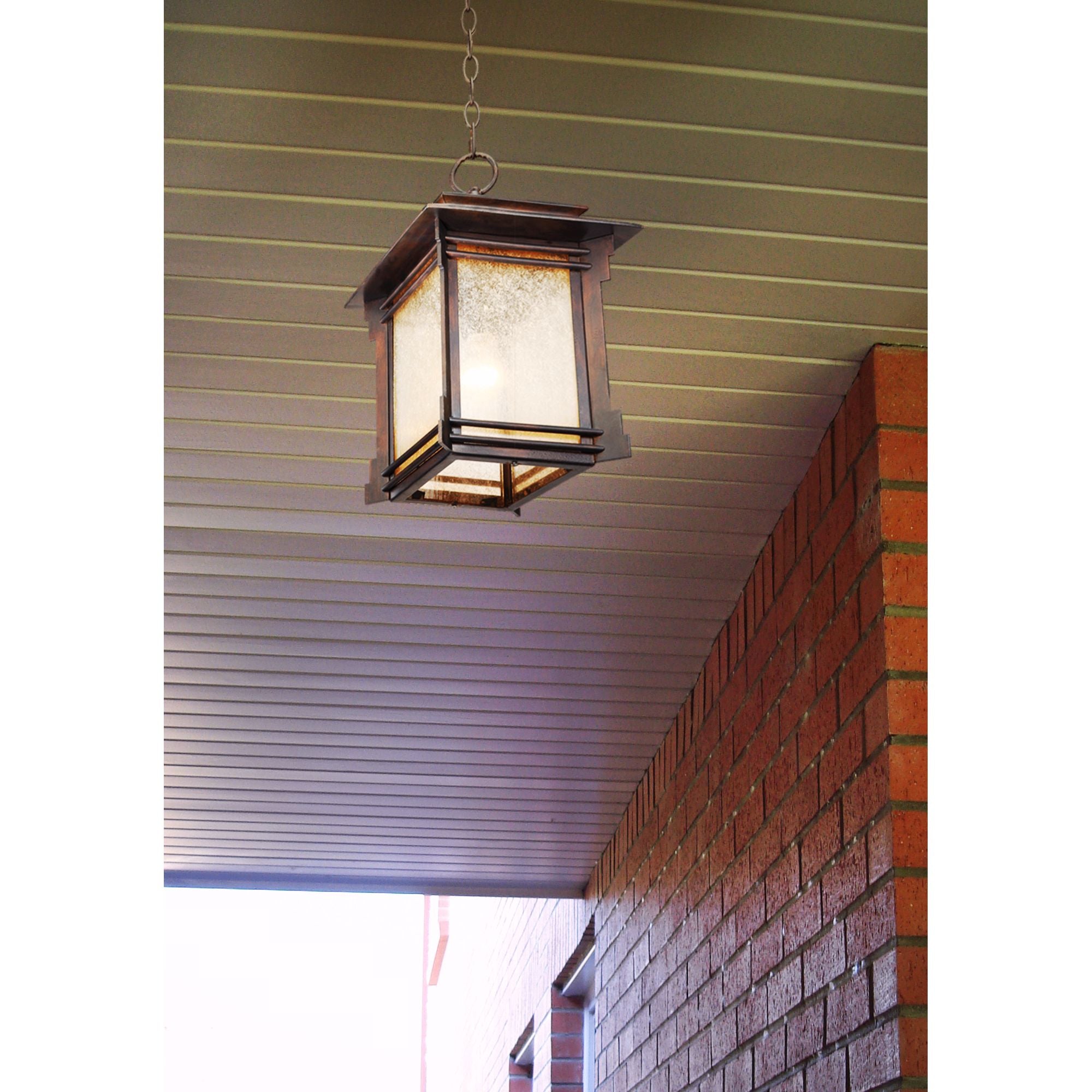 Franklin Iron Works Rustic Outdoor Ceiling Light Hanging Lantern Walnut Bronze 19 1/4