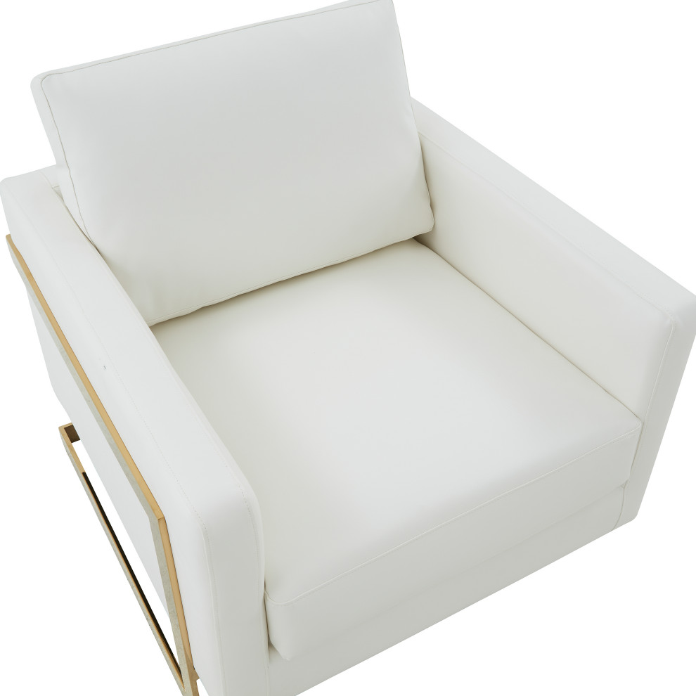 LeisureMod Lincoln Modern Leather Accent Arm Chair With Gold Frame   Contemporary   Armchairs And Accent Chairs   by LeisureMod  Houzz