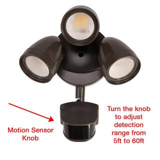 ETi 240 Degree LED Motion Sensor Light Outdoor Bronze 3 Head Flood Security Light 1800 to 3600 Lumens Driveway Walkway 514032110