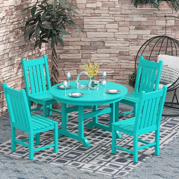 Polytrends Laguna Hdpe All Weather Outdoor Patio Dining Set with Round Table，Armless Chairs (5Piece Set)