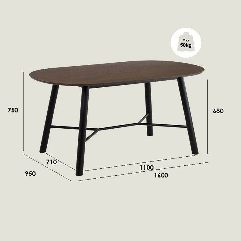 HAROLD Dining Table 160cm - Walnut & Black