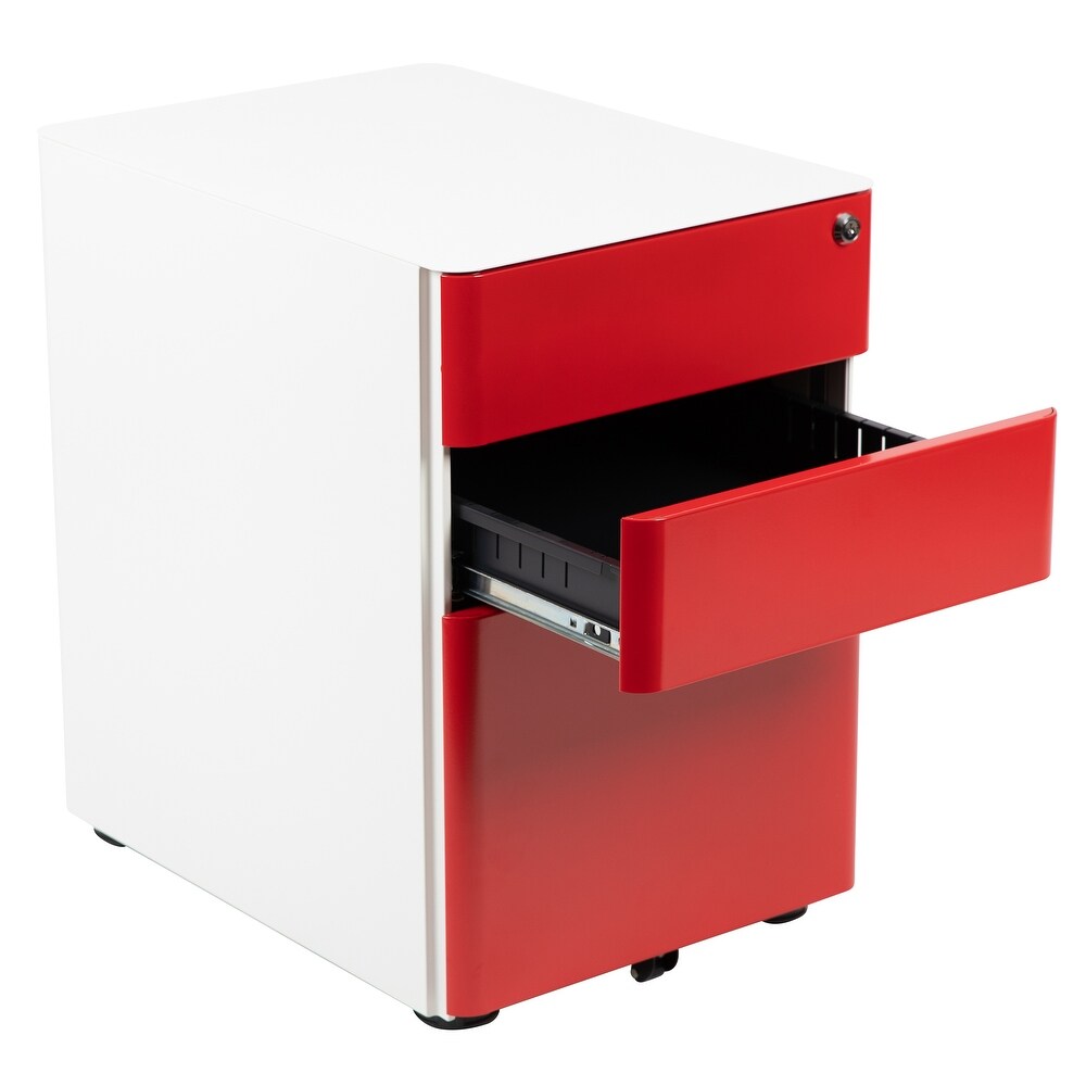 Modern 3 Drawer Mobile Locking Filing Cabinet Storage Organizer