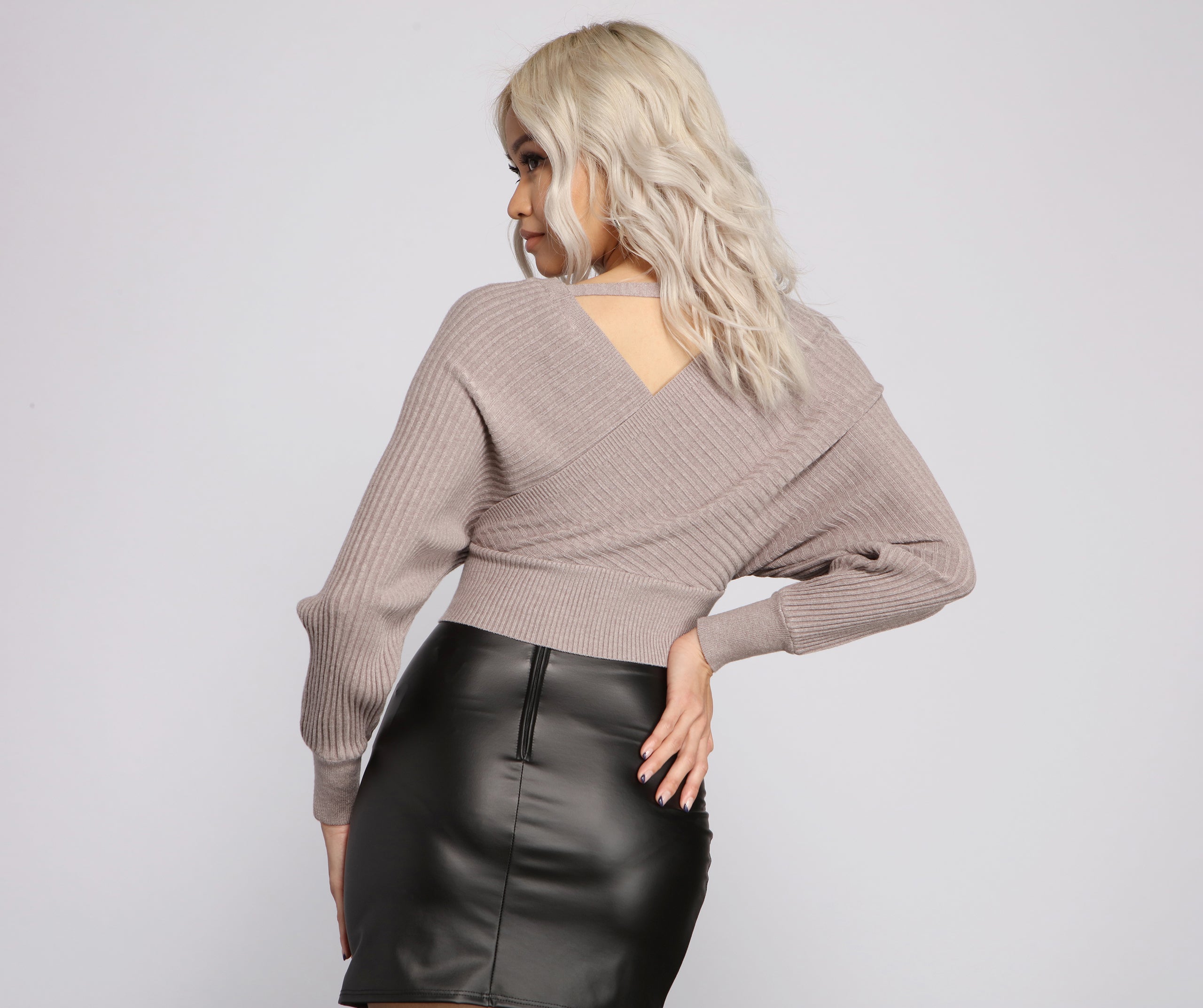 Doll It Up Open Back Ribbed Sweater