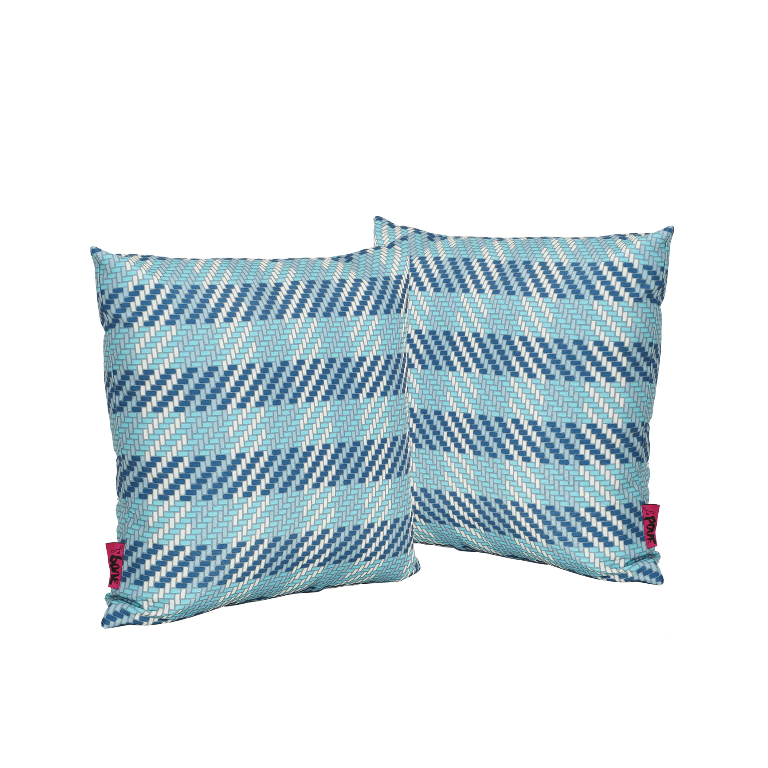 Lathan Indoor Blue Plaid Water Resistant Square Throw Pillow